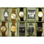 A collection of ten various gentleman's wristwatches, both manual wind and quartz, together with a