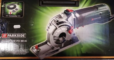 A Parkside electrical plunge saw - PTS480 A1 (boxed).