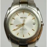 Seiko Kinetic auto relay, a stainless steel date automatic gentleman's wristwatch, 5J22-0B39,