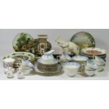 A collection of ceramics, figurines and other cabinet pieces, to include a mid 20th century tea