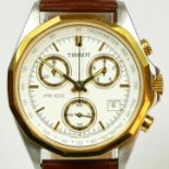 Tissot PR100, a stainless steel and gilt metal multi dial date quartz gentleman's wristwatch, ref