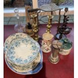 A collection of ceramics and other wares to include early 20th Century meat platters, a pair of