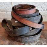 Five leather stationary engine belts