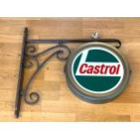 A Castrol wall mounted sign, with hinged door (possibility to illuminate), depicted Castrol logo,