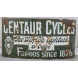 A Centaur Cycles, vintage, vitreous enamel single sided advertising sign, 91 x 183cm