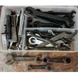 A collection of Whitworth, BSF , BA and other spanners, including three BSA spanners.