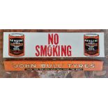 A metal single sided sign, Harley Davidson Genuine Oil, No Smoking, 51cm x 12cm