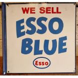 A double sided wall mounted vitreous enamel Sell ESSO Blue advertising sign, 46 x 46cm.