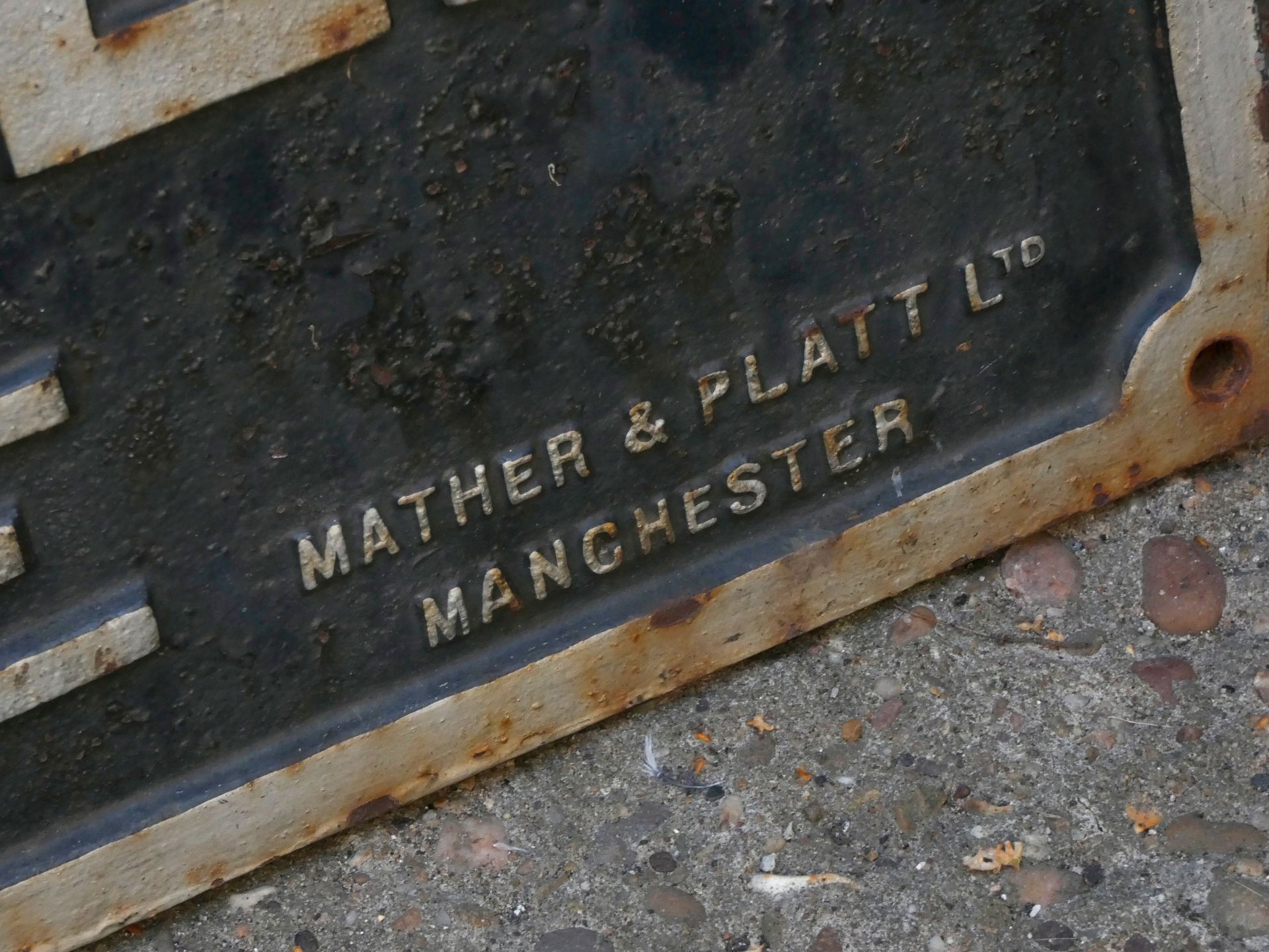 A cast iron single sided sign, Sprinkler Stop Valve No.8 Inside, Matter & Platt, Manchester, 57cm - Image 2 of 3