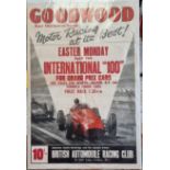 A BARC Goodwood Easter Monday 'International 100' race poster, 1979, for April 15th, featuring