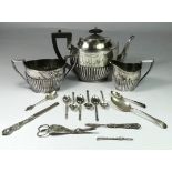 A Victorian two piece silver christening set, Birmingham 1864, a silver Royal Automobile Club