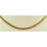 An Italian 750 standard flattened curb link necklace, replacement 14K gold clasp, 11.7gm