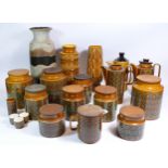 Hornsea 'Bronte' comprising of lidded storage storage jars, coffee pots, egg cups, together with a