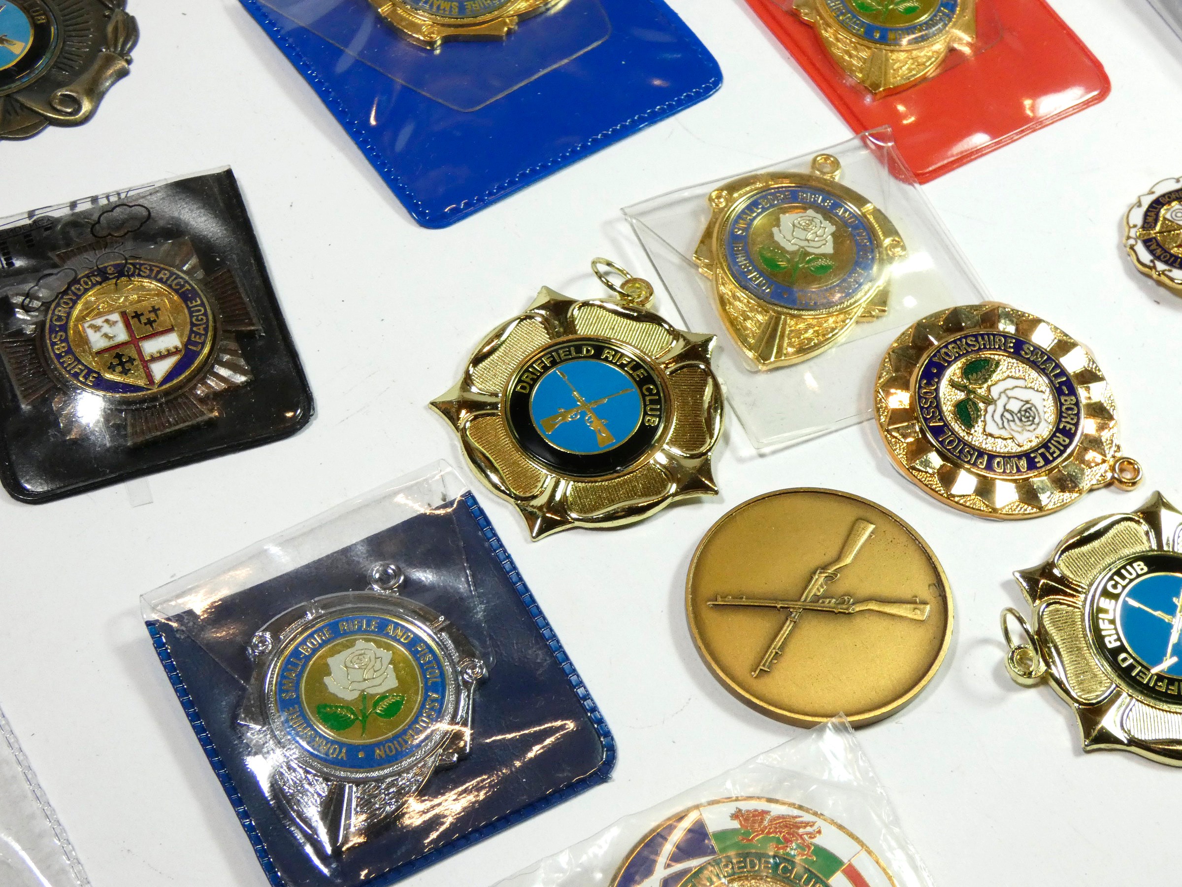 A collection of modern small bore rifle shooing badges from Driffield Rifle Club awarded to A. Lount - Image 2 of 4