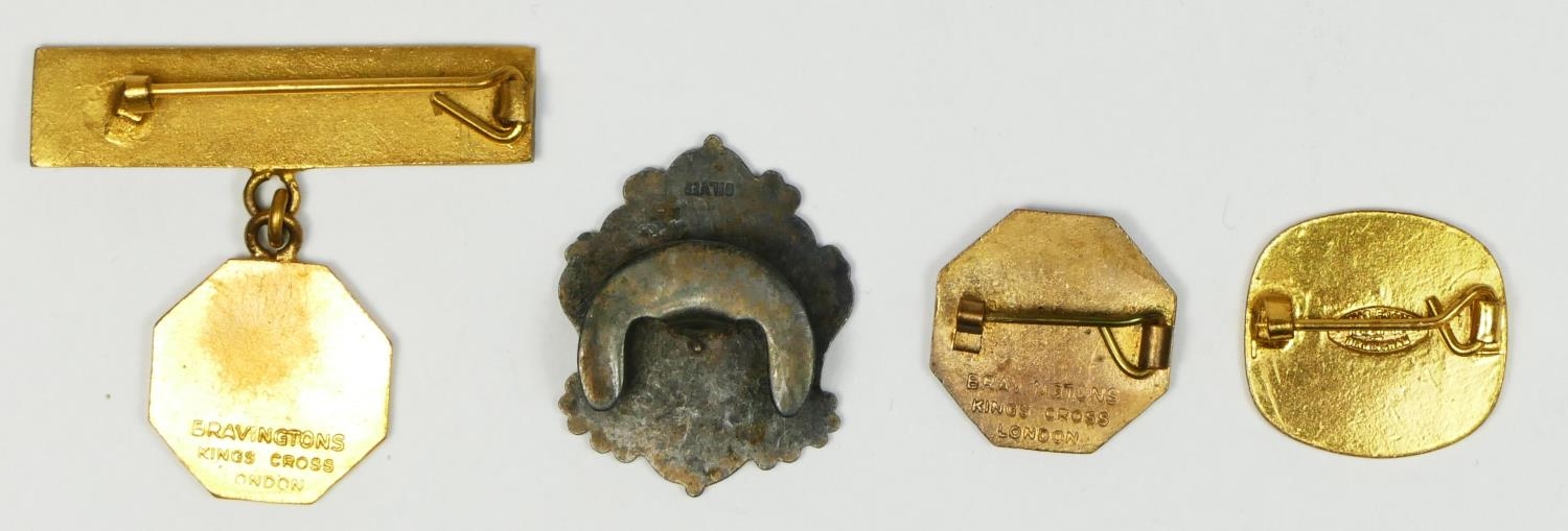 A silver and enamel N.U.M. Yorks Area Long Membership badge, a metal TUC 100 badge and two enamel - Image 2 of 2