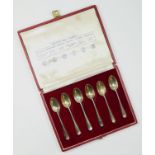 A silver set of British Hallmark tea spoons, 1953, Coronation mark, case