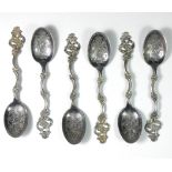 A Norwegian sterling silver set of six fancy tea spoons, by TH. Marthinsen, 59gm