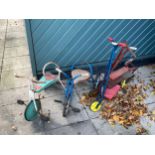 Three 1950s/60s children's scooters, together with two trikes. (5)