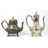 A 19th century French silver coffee pot and tea pot, by Adolphe Boulenger, Paris, c.1880, 0.950