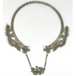 A Vua Duy Tan Chinese/Vietnamese silver marriage collar, c.1914, composed of two chasing dragons