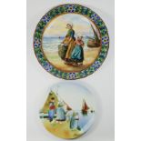 Franz Ant. Mehlem, a Low Countries wall mounted charger, depicting two fisher girls, signed