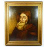 19th century Italian School, white bearded monk portrait, 59 x 48cm