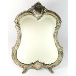 A French silver large table mirror, by Armand Gross, Paris, c.1900, with floral scroll surround,