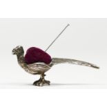 A 925 silver pin cushion, in the form of a pheasant, 48mm