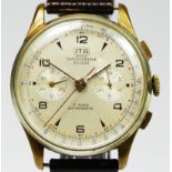 ITA Geneve Chronographe Suisse, a gilt metal manual wind gentleman's wristwatch, the silvered dial