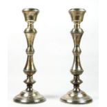 A silver pair of baluster candlesticks, Birmingham 1981, 28cm, loaded
