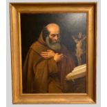 19th century Continental, monk reading the bible, oil on canvas, signed and dated indistinctly,