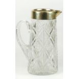 An Edwardian silver mounted cut glass lemonade jug, London 1905, with tapering body, 25cm