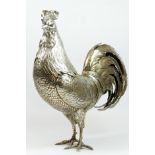 An impressive German silver cockerel, by Gebruder Glaser, Hanau, c.1900/1910, realistically modelled