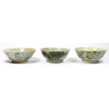 Chinese Tek Sing Shipwreck cargo wares, three bowls, 15cm, all bearing Nagel Auction stickers to the