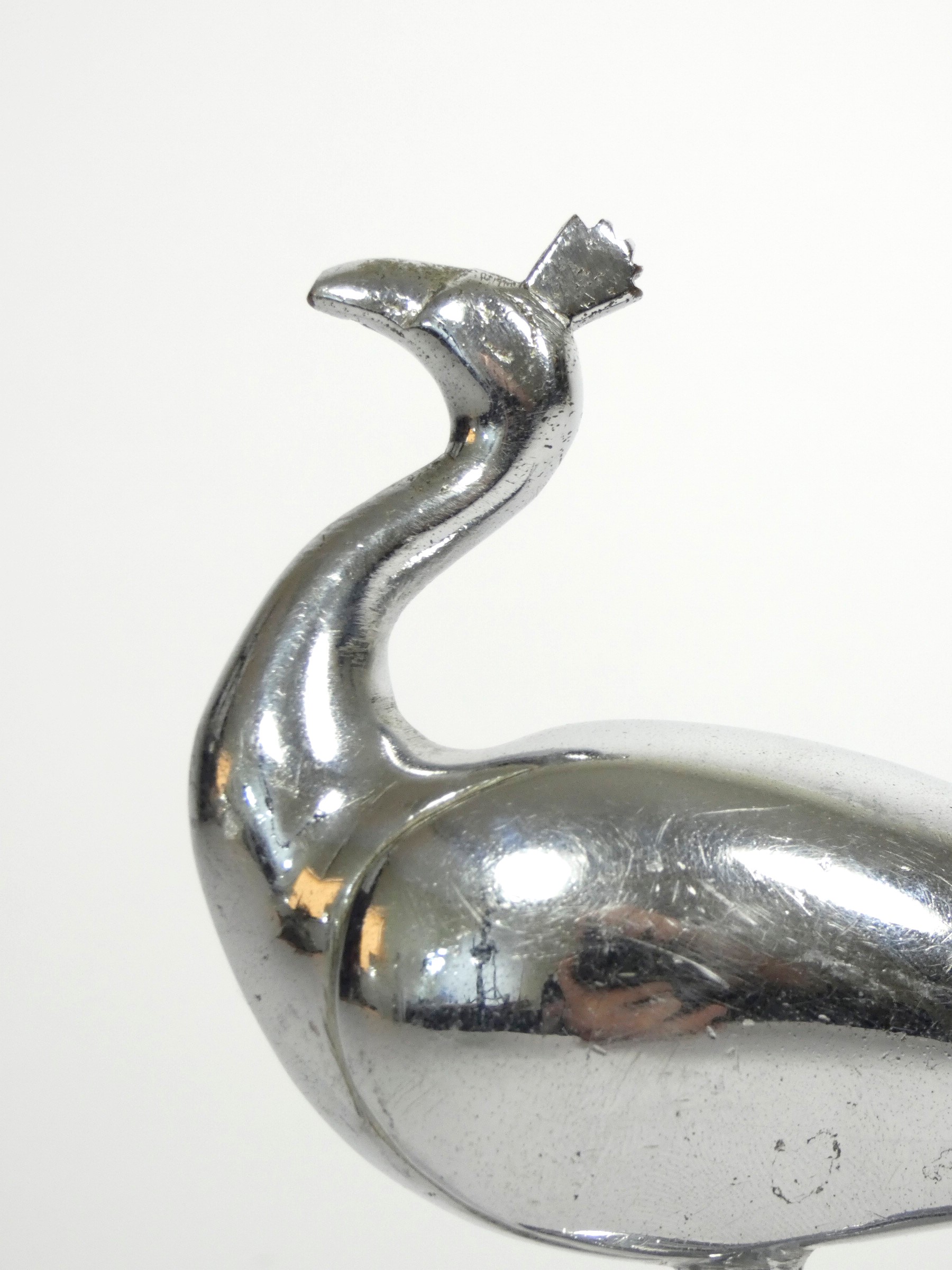 A vintage chrome car mascot, in the form of a peacock, signed T.C., 15 x 13cm - Image 3 of 4