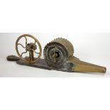 A 19th century stained softwood and brass mechanical Westmoreland blower bellows, 60cm.