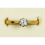 An 18ct gold single stone diamond ring, claw set with brilliant cut stone, stated weight 0.49cts,