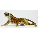 An Italian Majolica ceramic sculpture of a prowling leopard, by Ronzan Lenci, circa 1970s, Ltd