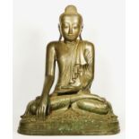 A hollow cast Burmese bronze seated buddha, in the Mandalay style, probably late 19th century, 51cm.