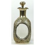 A Chinese silver and glass flask, by Lee Yee Hing, Hong Kong, c.1910/20, with bamboo leaf