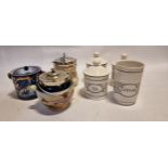 Set of 4 Hornsea Pottery white Acanthus storage jars for tea, coffee, sugar and utensils. Along with