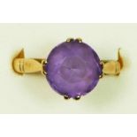 A 9ct gold and amethyst dress ring, diameter 10mm, L, 3.2gm