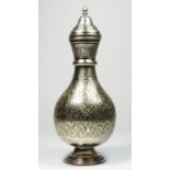 An Egyptian silver lidded flask, Cairo, 0.900 standard, of baluster form with all over scroll