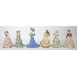 Six boxed Coalport figures, to include Cheyne Walk, Age Of Elegance Hyde Park, Gala Occasion,