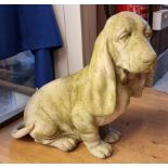 A concrete Bassett Hound statue, ht 45cm