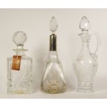 A Whitefriars crystal glass decanter, silver sleeved, hallmarked London 1933, 32cm tall, together