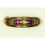 A 9ct gold ruby and diamond dress ring, 3.1gm