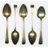 Four Georgian silver tea spoons, London 1803 and another tea spoon 70gm