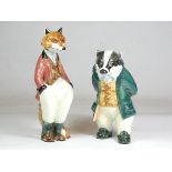 Two Cinque Ports pottery models - 'Sir Freddy Fox' and 'Lord William Badger', 23cm tall,