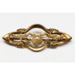 A Victorian 9ct gold sweetheart brooch, by S. Bros, twin hearts, lovebirds and forget me not